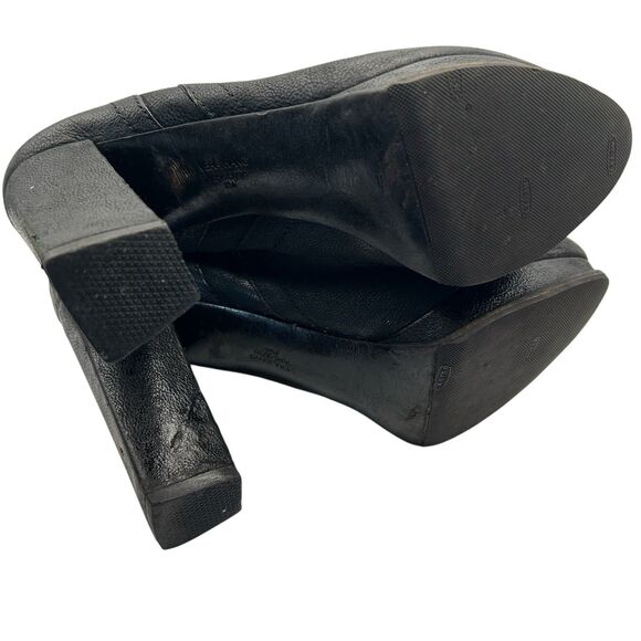 Vera Wang Black Marilyn Platform Booties Leather Chunky Boots Biker Size 8.5 M - Picture 9 of 12